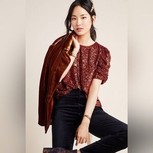 Anthropologie Marie copper‎ sequin top size 14 plus size party holiday sparkle